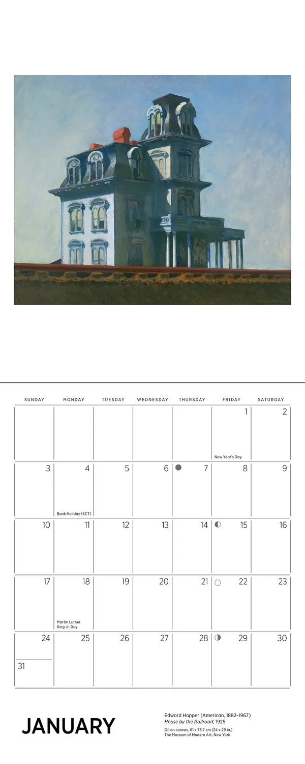 Edward Hopper 2027 mini vægkalender kystlandskaber