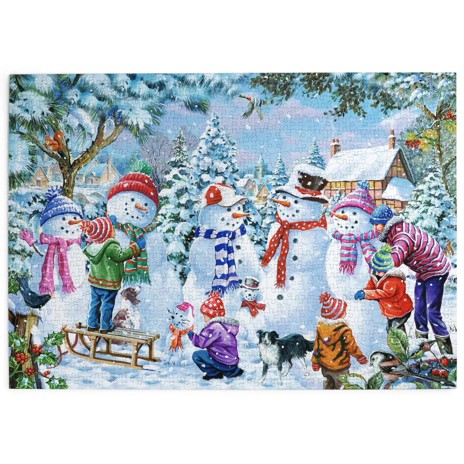 House of Puzzles Seven Silly Snowmen puslespil 1000 julebrikker