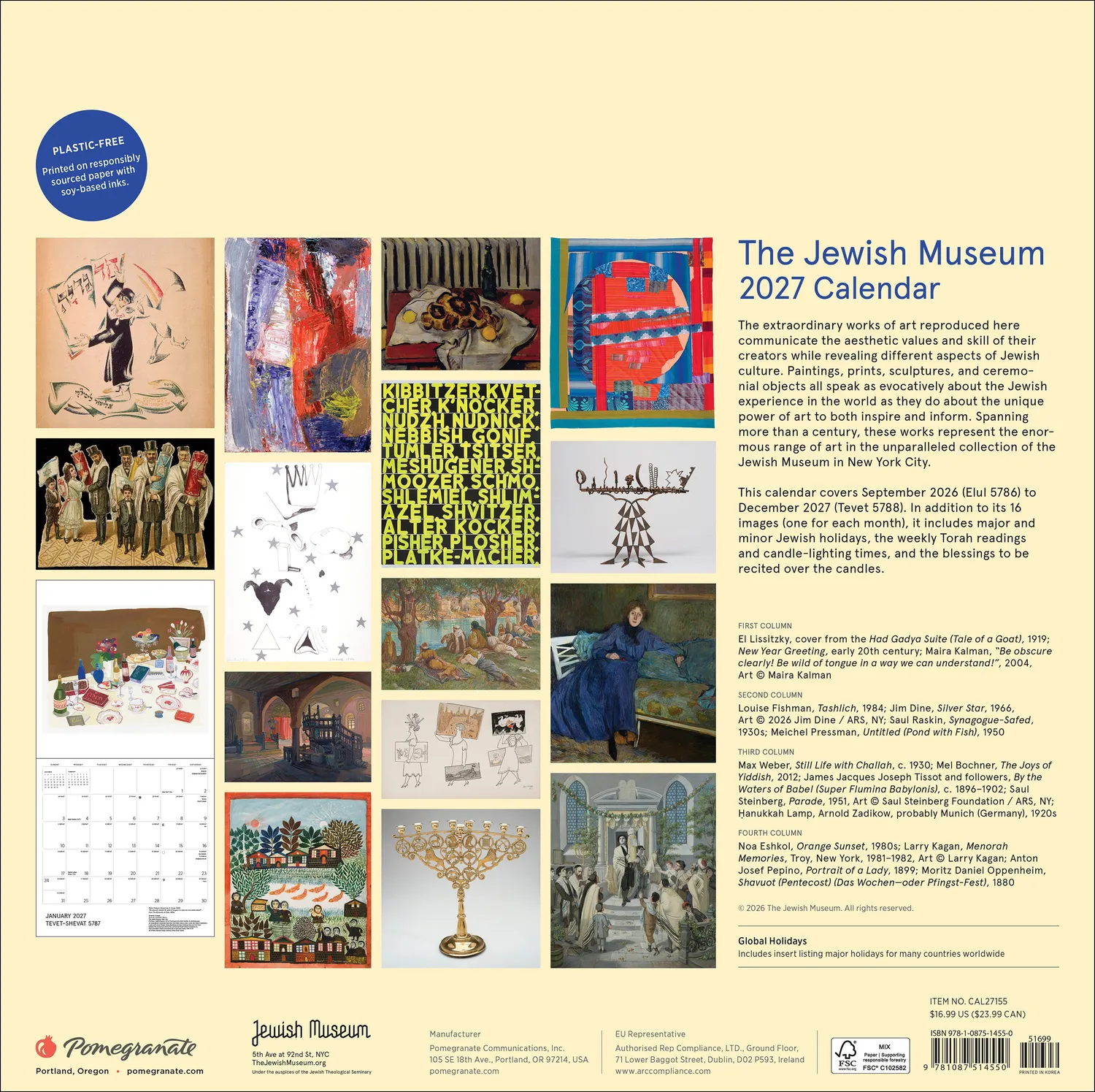 Pomegranate The Jewish Museum vægkalender 2027 jødisk kunst