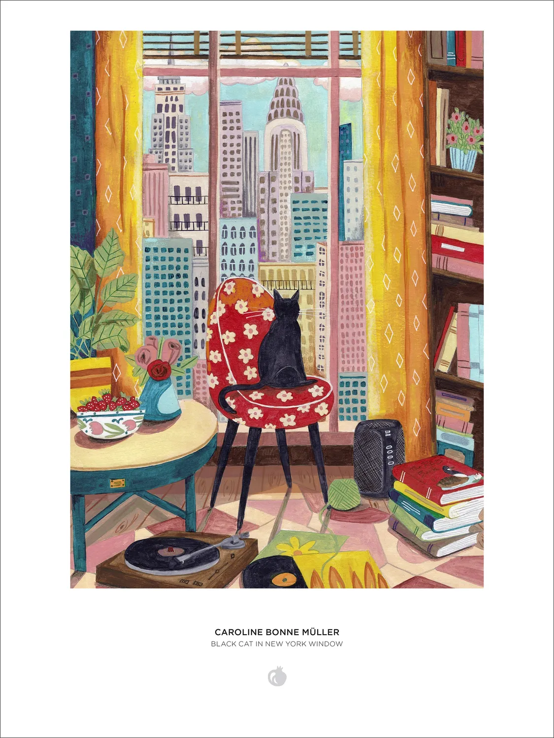 Pomegranate Black Cat in New York Window puslespil 1000 brikker