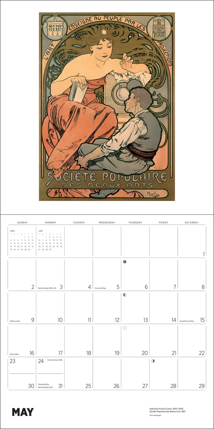 Pomegranate Alphonse Mucha 2027 vægkalender art nouveau