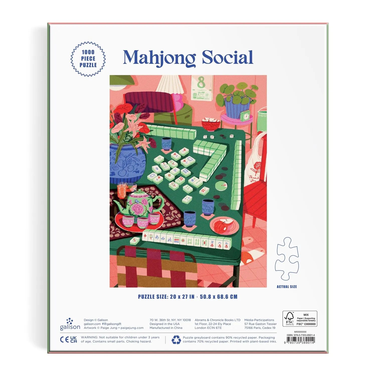 Good Puzzle Co. Mahjong Social puslespil 1000 brikker spilmotiv