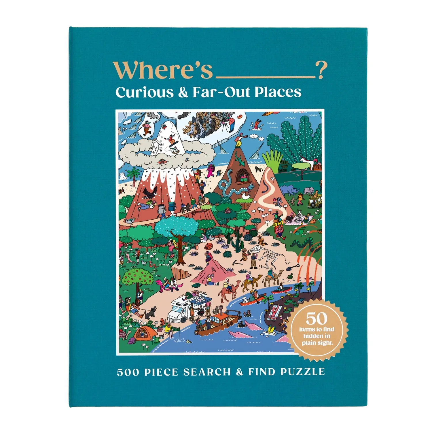 Galison Where's Curious and Far Out Places puslespil 500 brikker