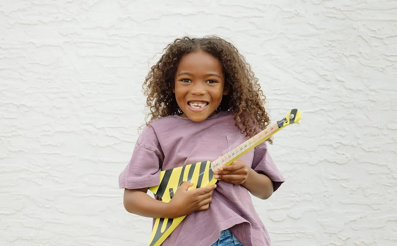 TinkerTar Yellow Zebra Flying V børneguitar 1 streng