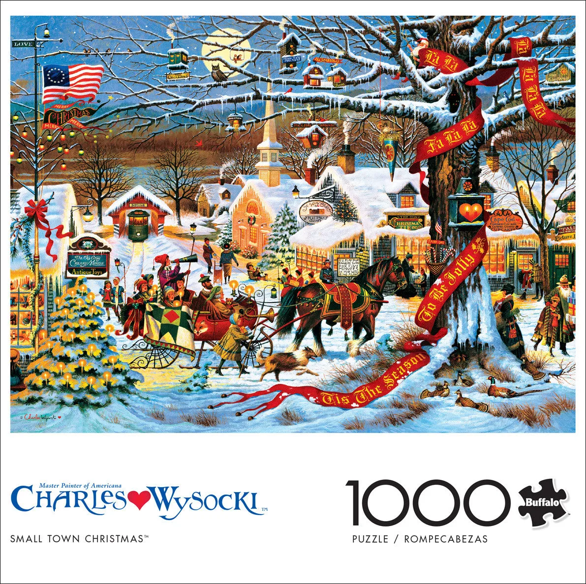 Buffalo Games Charles Wysocki Small Town Christmas puslespil 1000 brikker