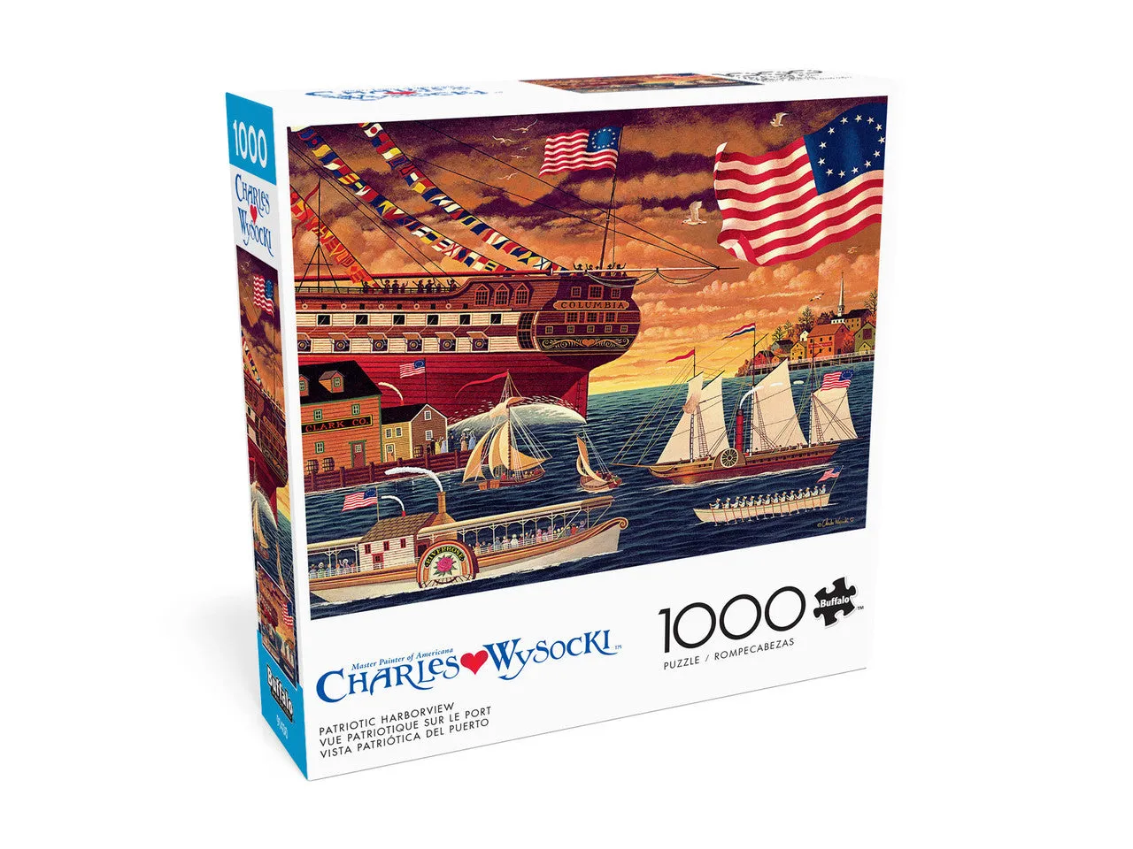 Buffalo Games Charles Wysocki Patriotic Harborview puslespil 1000 brikker havn