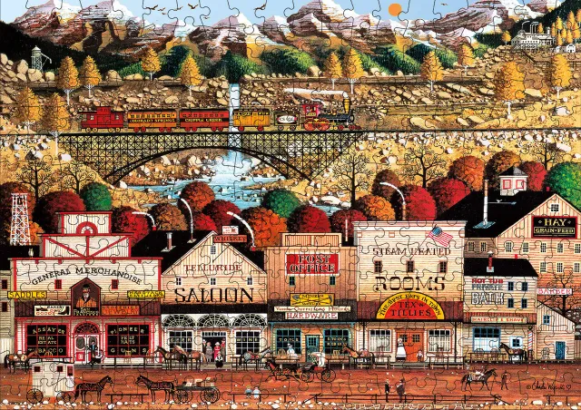 Buffalo Games Charles Wysocki Sleepy Town West puslespil 300 store brikker