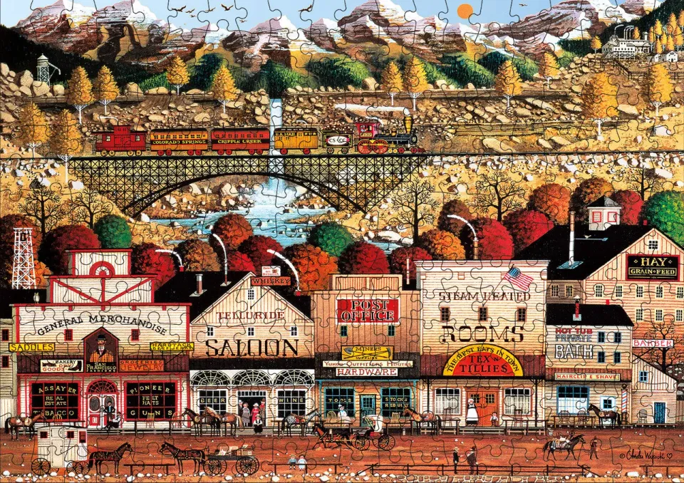 Buffalo Games Charles Wysocki Sleepy Town West puslespil 300 store brikker