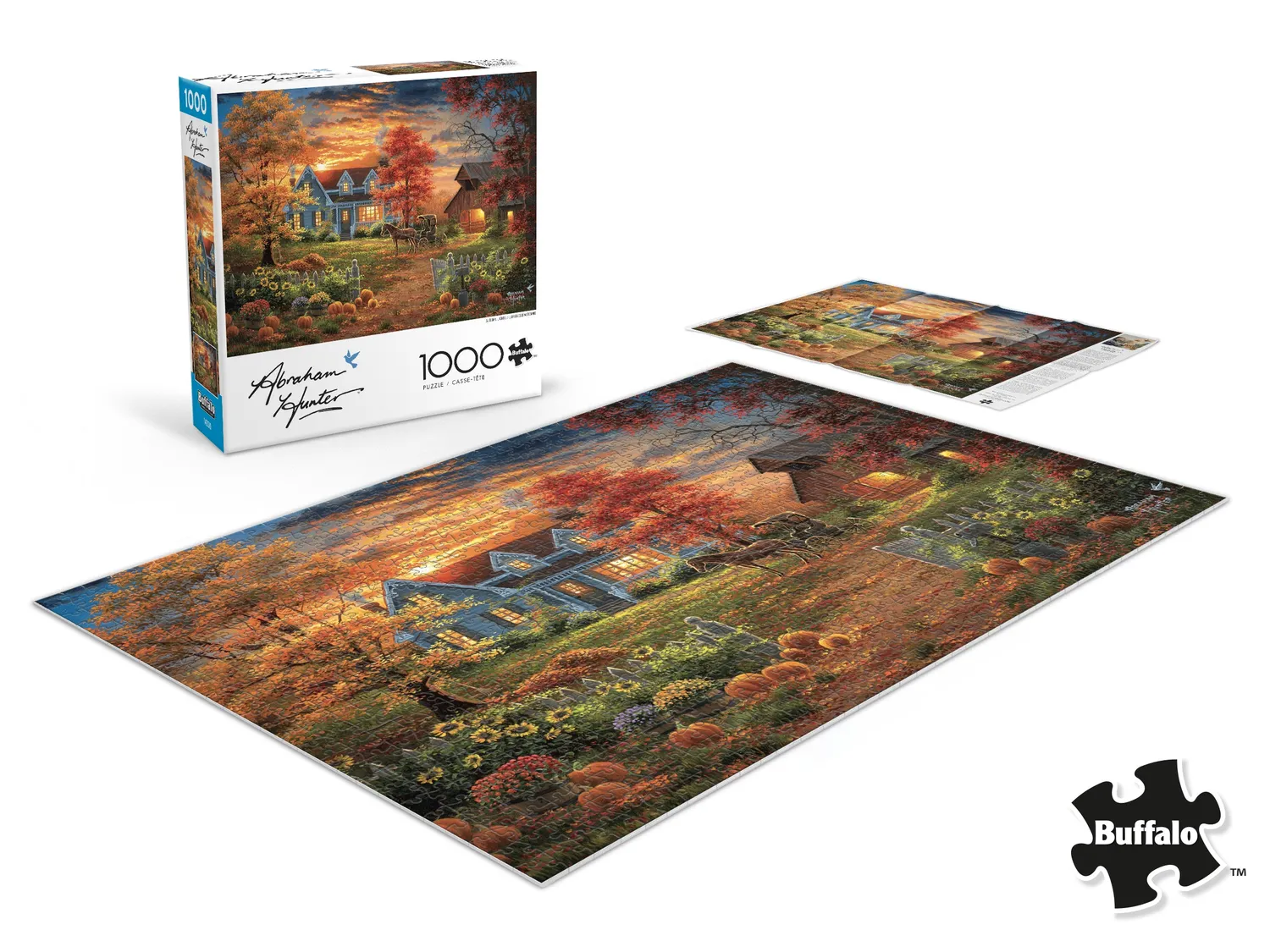 Buffalo Games Abraham Hunter Autumn Lights puslespil 1000 brikker hytte