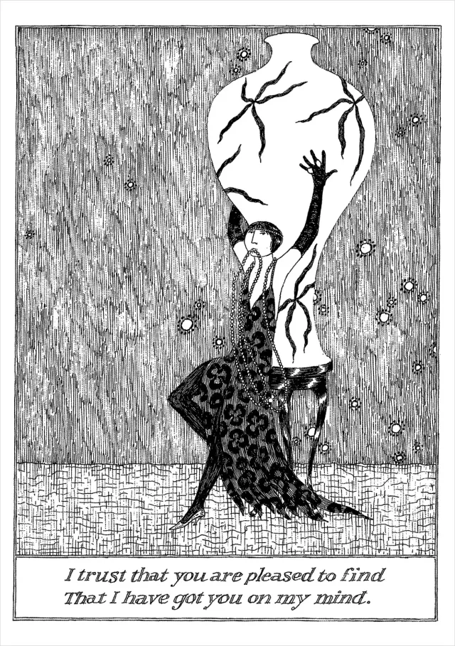 Pomegranate Edward Gorey I Trust That You Are Pleased fødselsdagskort