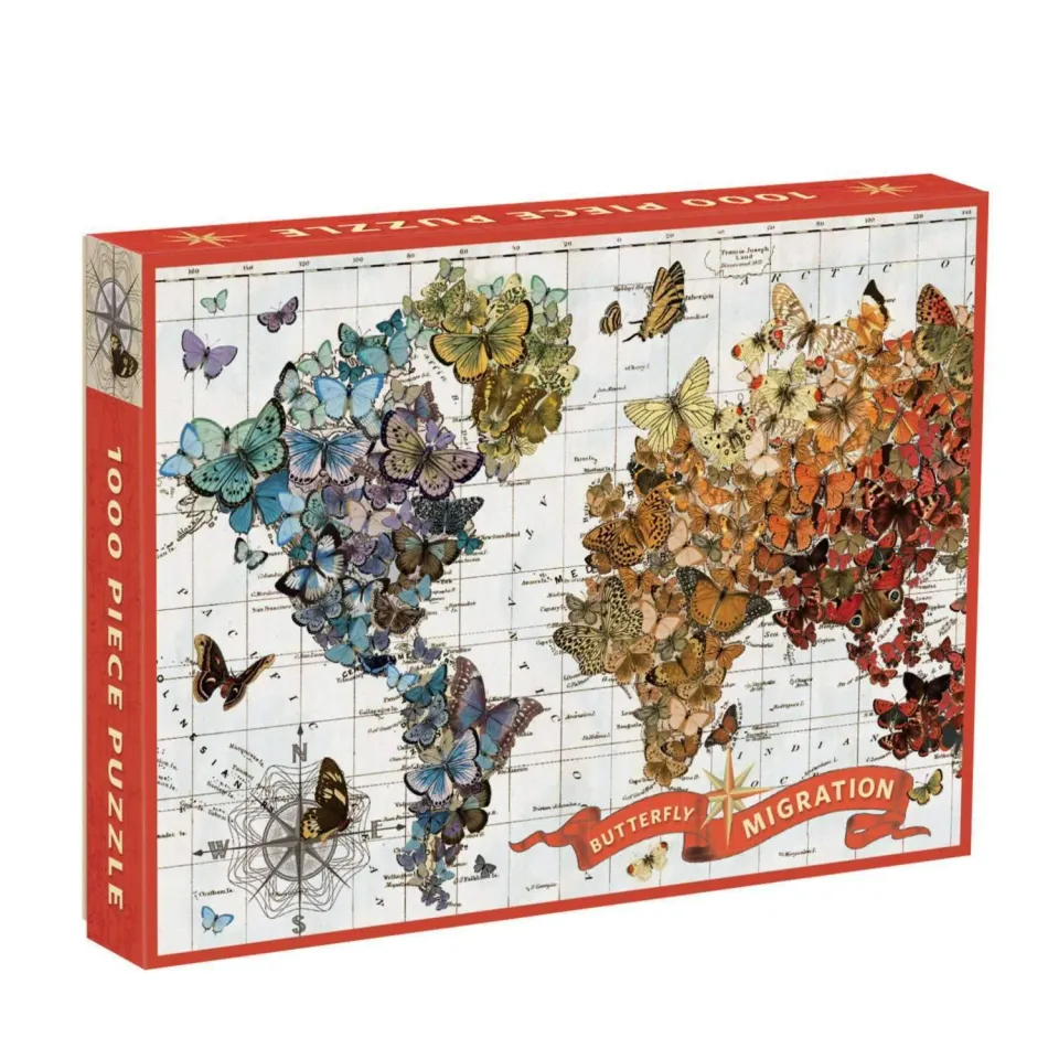 Galison Wendy Gold Butterfly Migration puslespil 1000 brikker kort