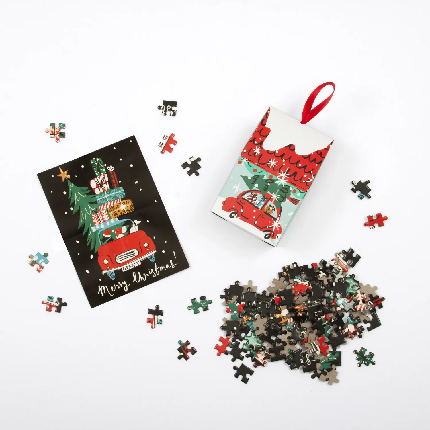 Galison Louise Cunningham Christmas Car puslespil 130 brikker ornament