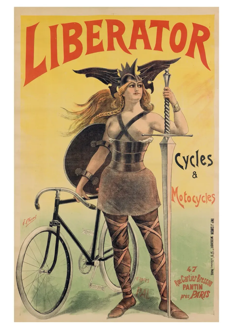 Pomegranate Liberator Cycles postkort enkelt vintage plakat