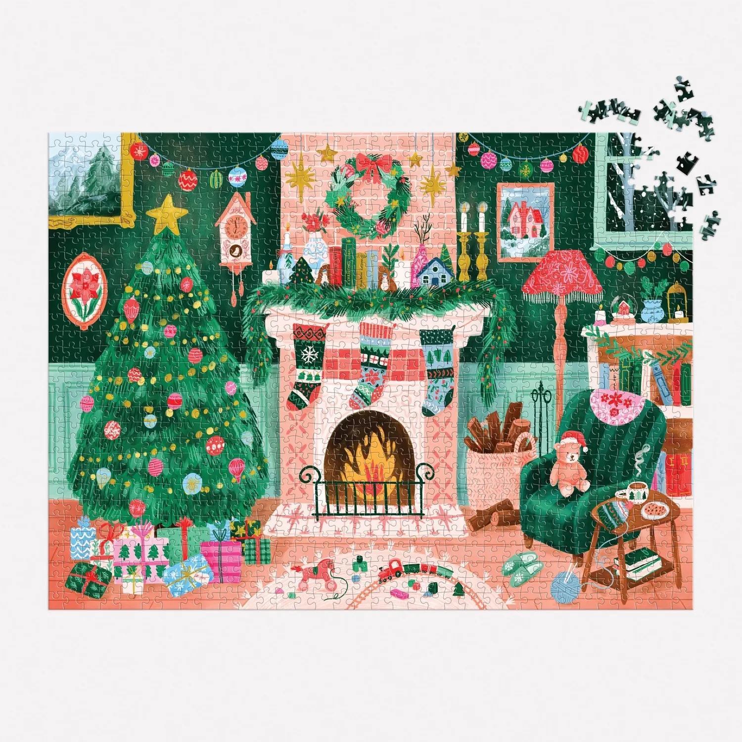 Good Puzzle Co. Cozy by the Fireplace puslespil 1000 brikker jul