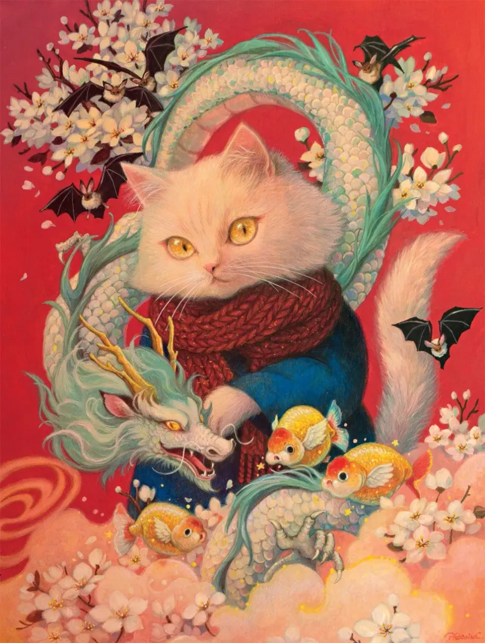 Buffalo Games Cats Year of the Dragon puslespil 750 brikker