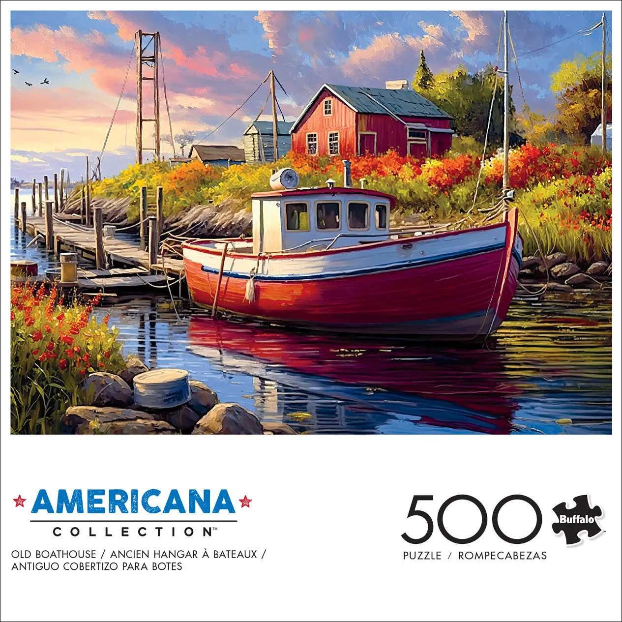 Buffalo Games Americana Old Boathouse puslespil 500 brikker flodmotiv