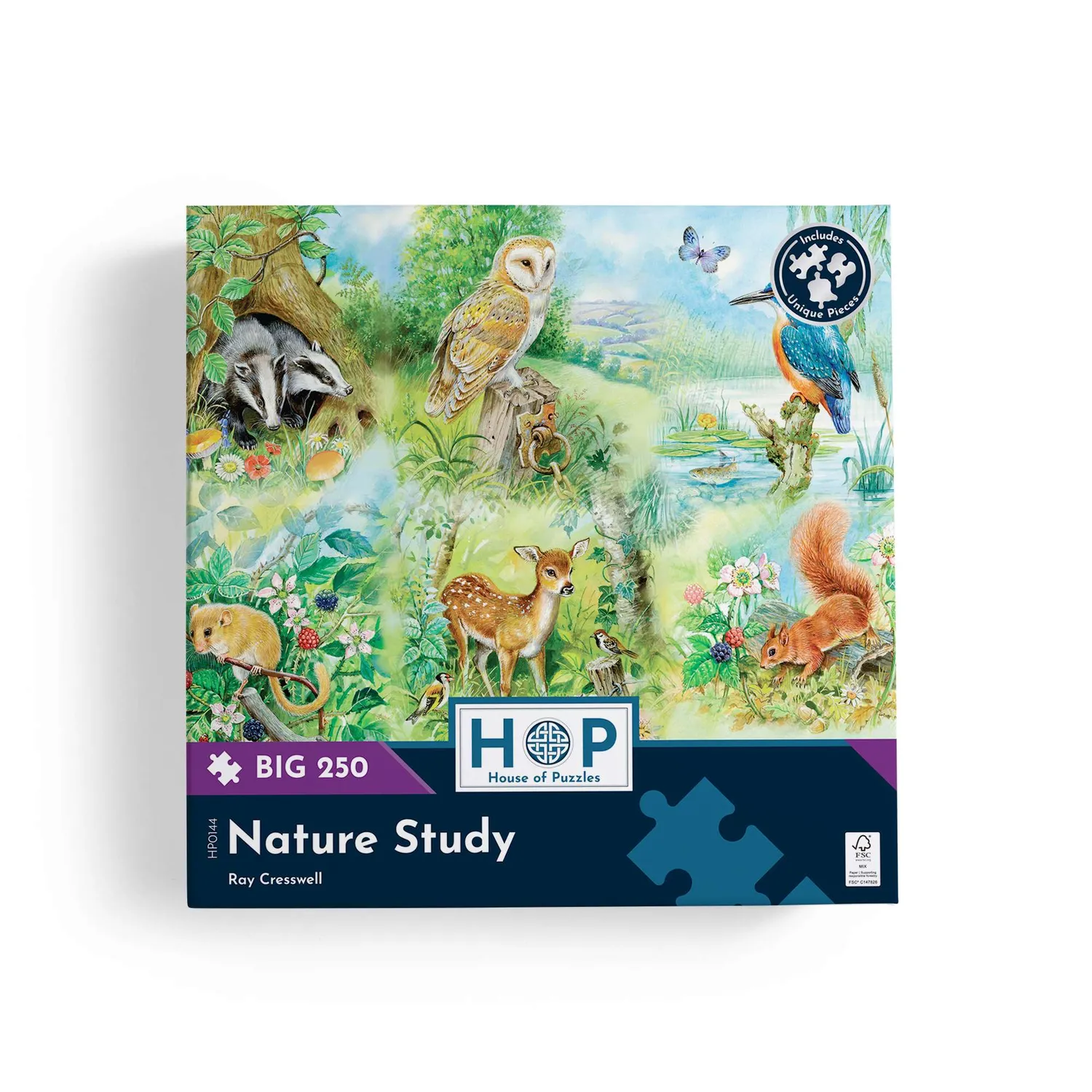House of Puzzles BIG Nature Study puslespil 250 brikker dyr