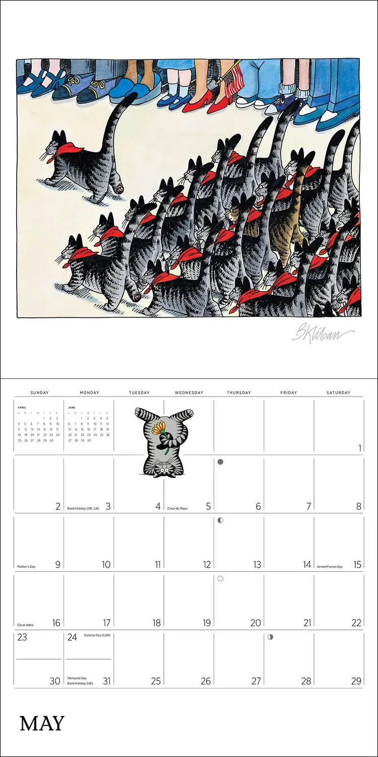 Pomegranate B. Kliban vægkalender 2027 kattehumor