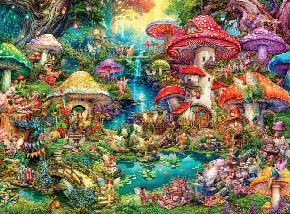 Buffalo Games Aimee Stewart Mushroom Village puslespil 1000 fe