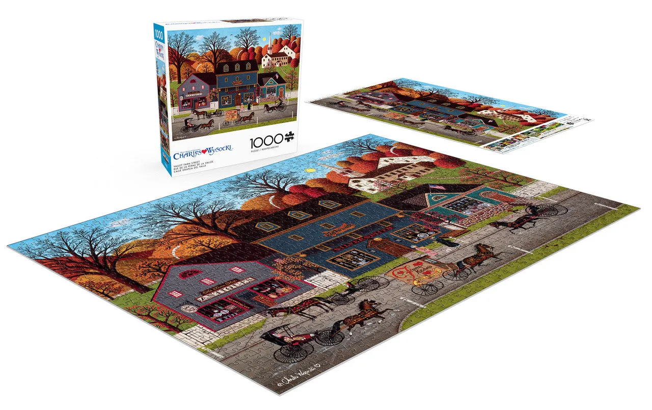 Good Puzzle Co. Valley Farm Street puslespil 1000 brikker byliv