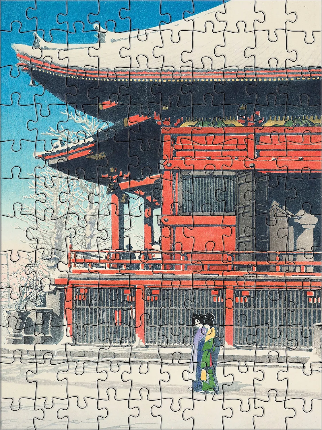 Pomegranate Kawase Hasui Snowfall puslespil 120 brikker