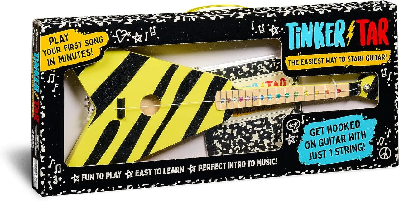 TinkerTar Yellow Zebra Flying V børneguitar 1 streng