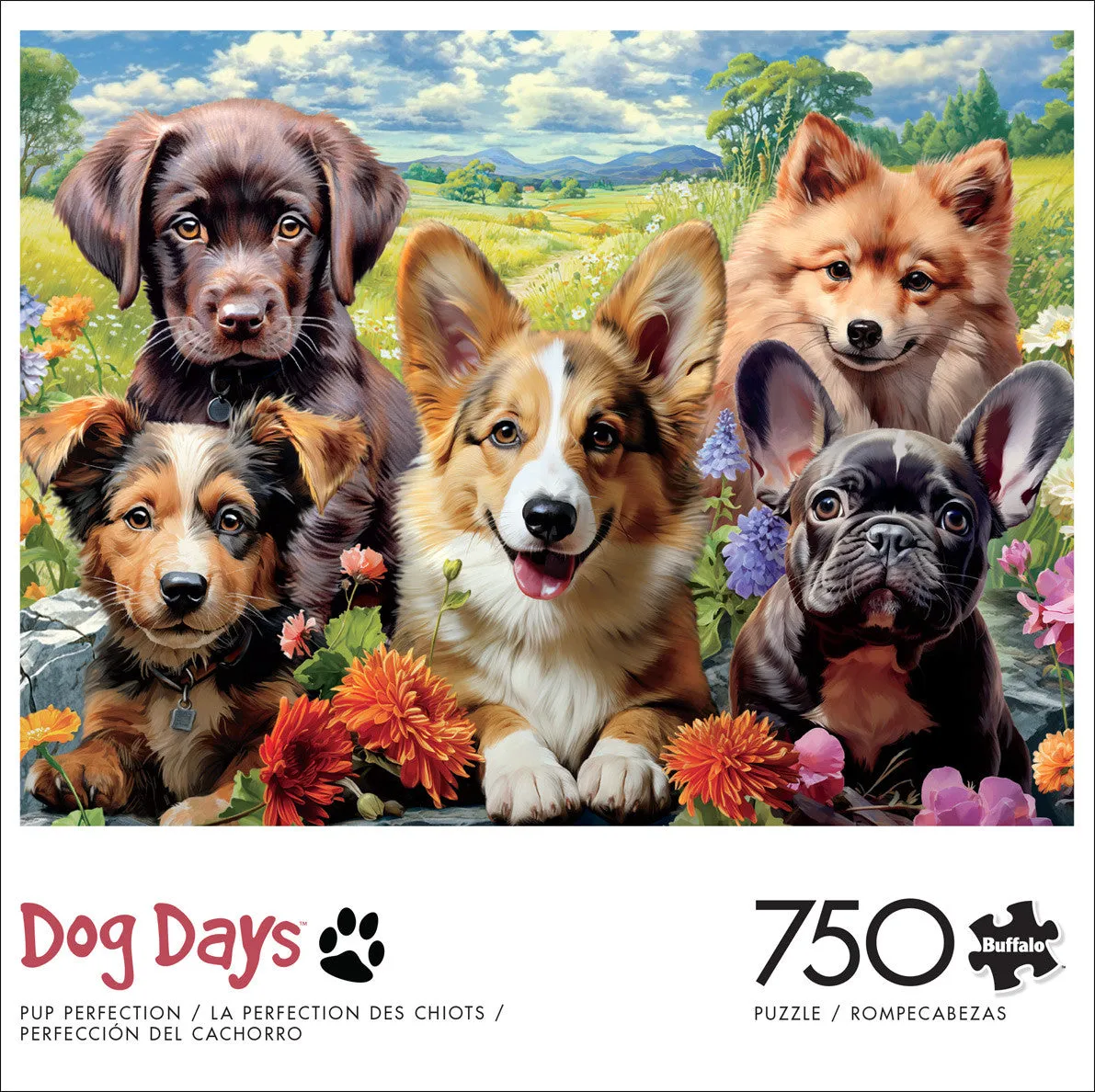 Buffalo Games Dog Days Pup Perfection puslespil 750 brikker hunde