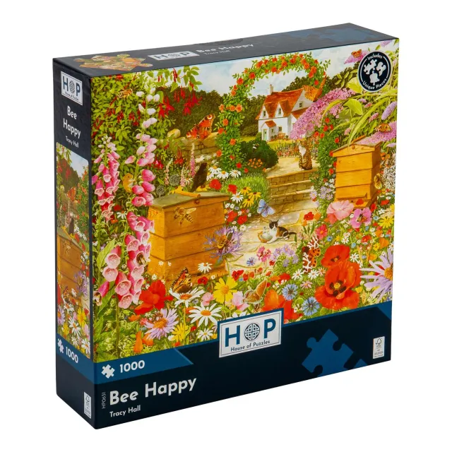 House of Puzzles Bee Happy puslespil 1000 brikker blomster