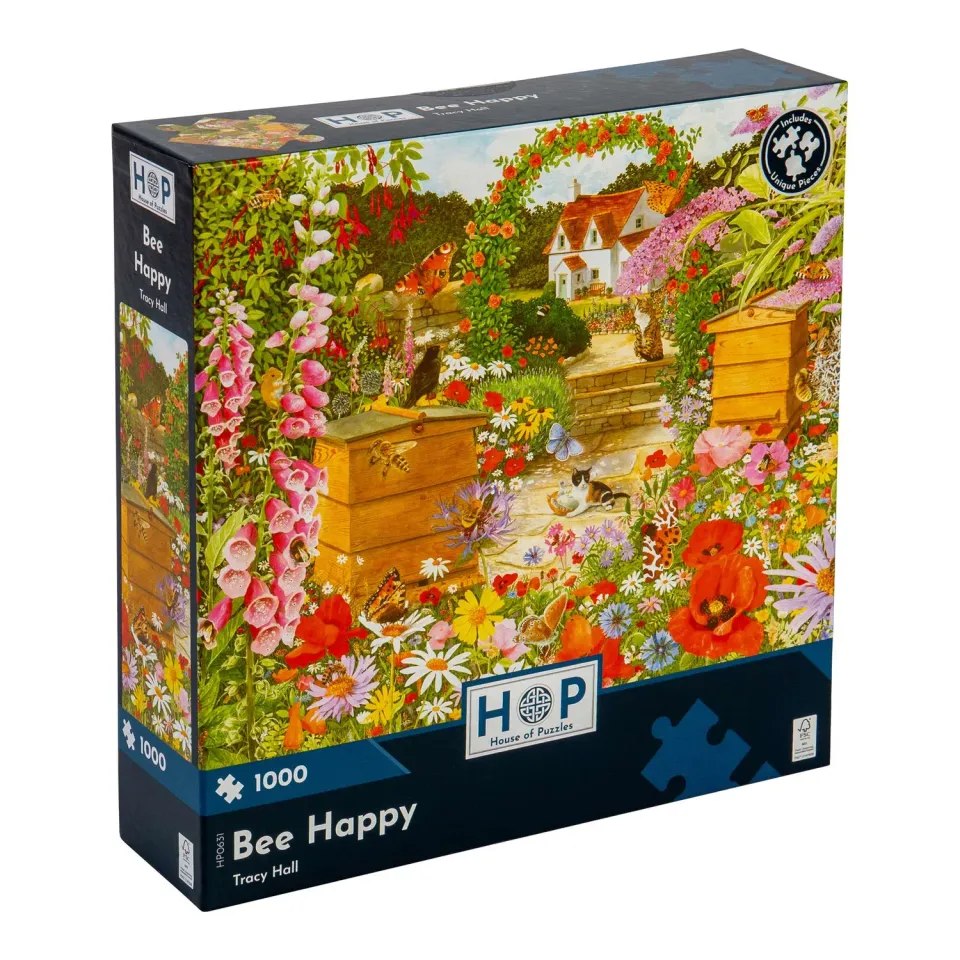 House of Puzzle Bee Happy 1000 puslespil havemotiv