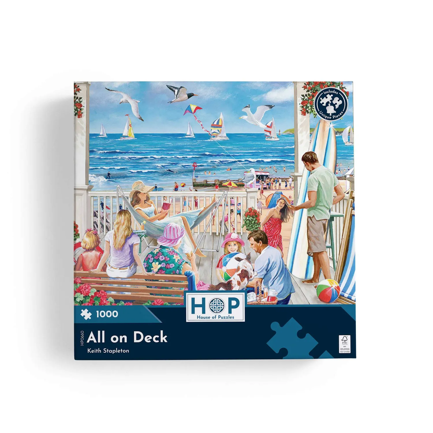 House of Puzzle All On Deck 1000 puslespil strand
