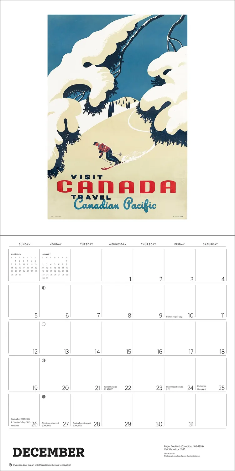 Vintage Travel Posters Canada vægkalender 2027 tog