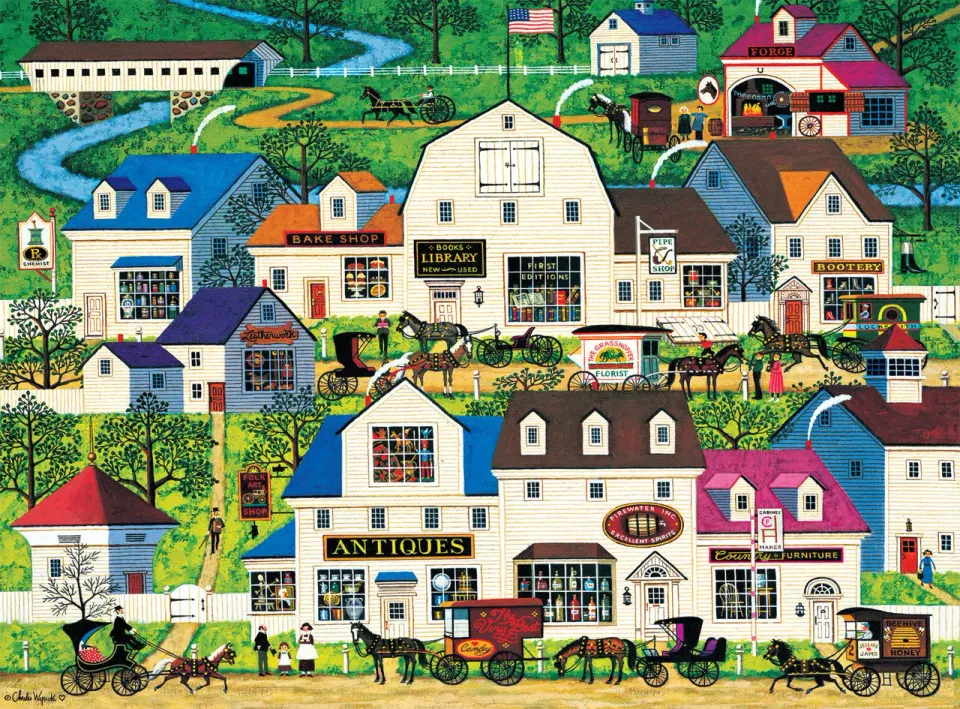 Buffalo Games Charles Wysocki Shops and Buggies puslespil 1000 brikker
