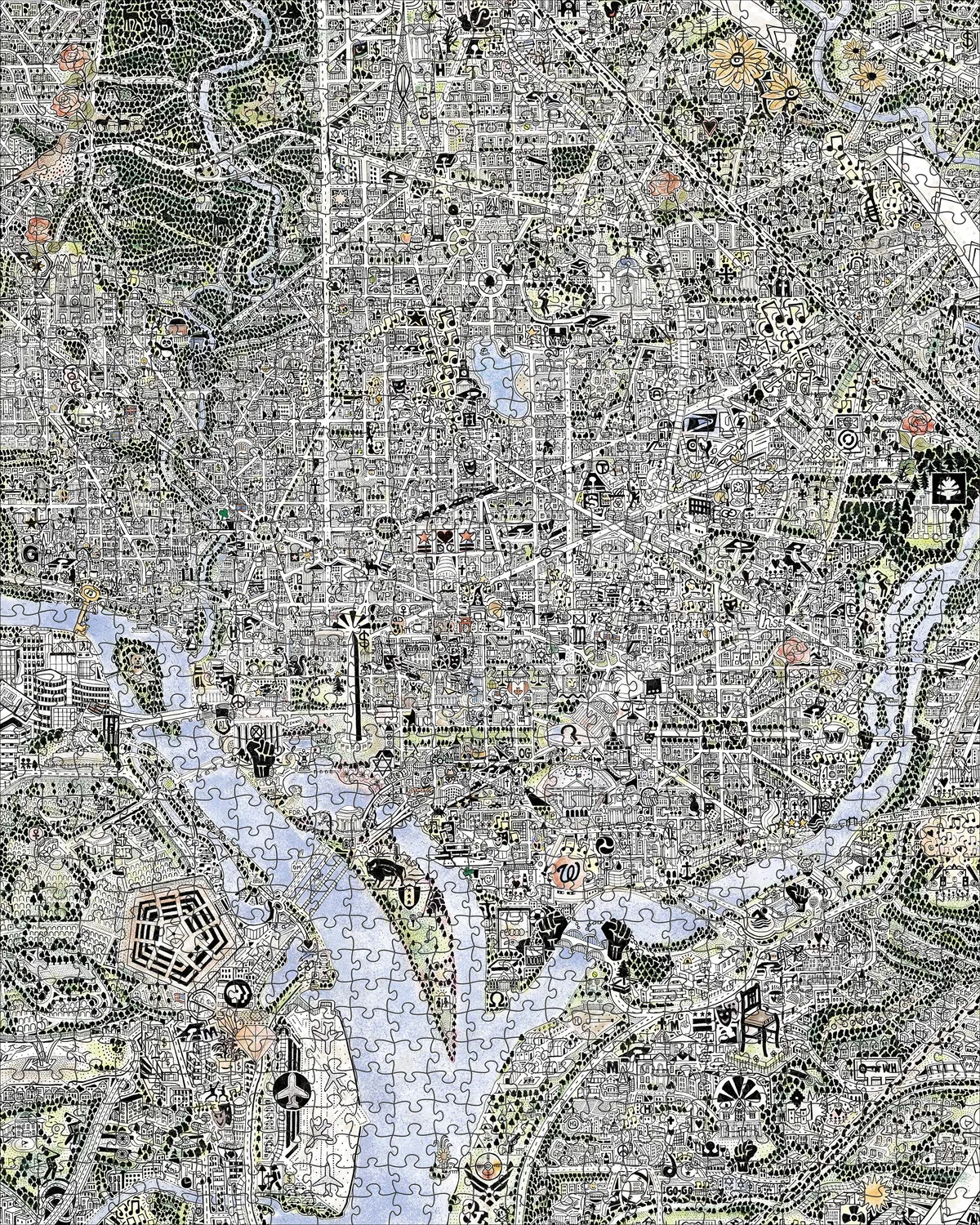 Pomegranate Map of DC puslespil 1000 brikker dobbeltsidet
