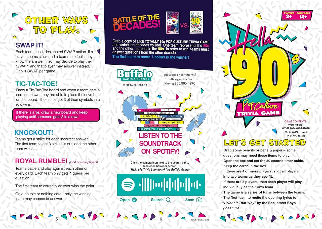 Buffalo Games Hella 90's quizspil 90'er trivia 200 kort