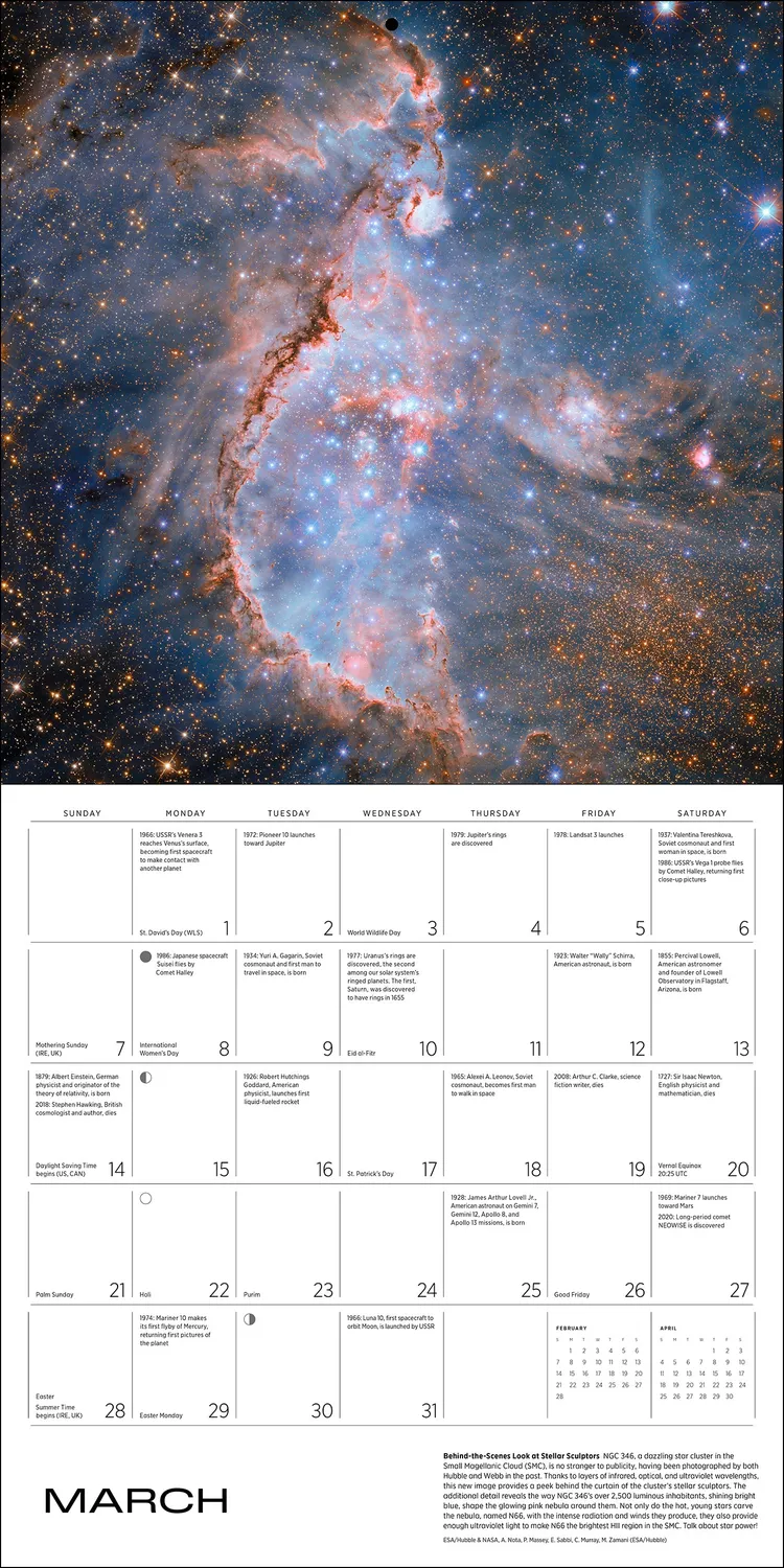 Pomegranate Space Views Hubble James Webb 2027 vægkalender rum