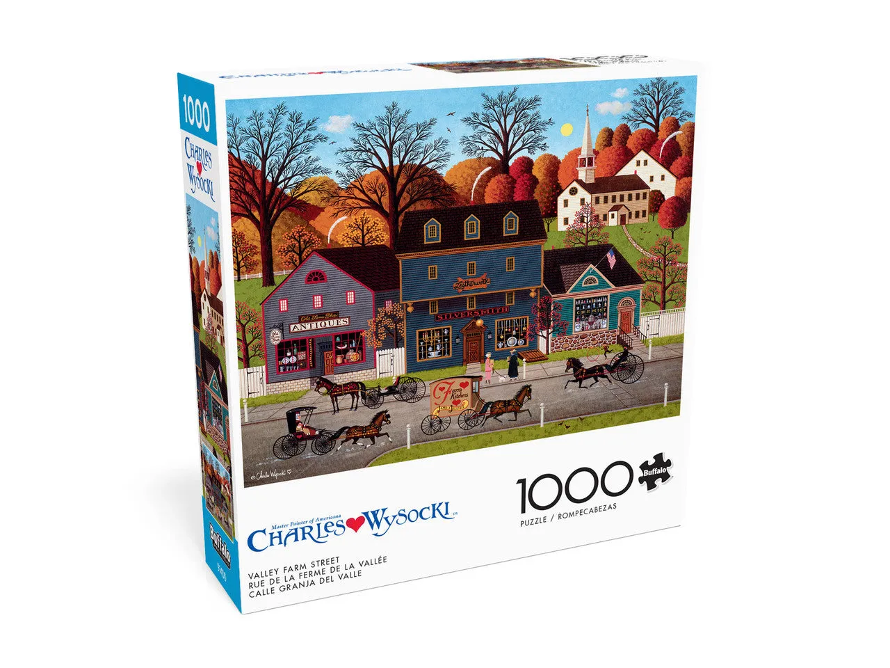 Good Puzzle Co. Valley Farm Street puslespil 1000 brikker byliv