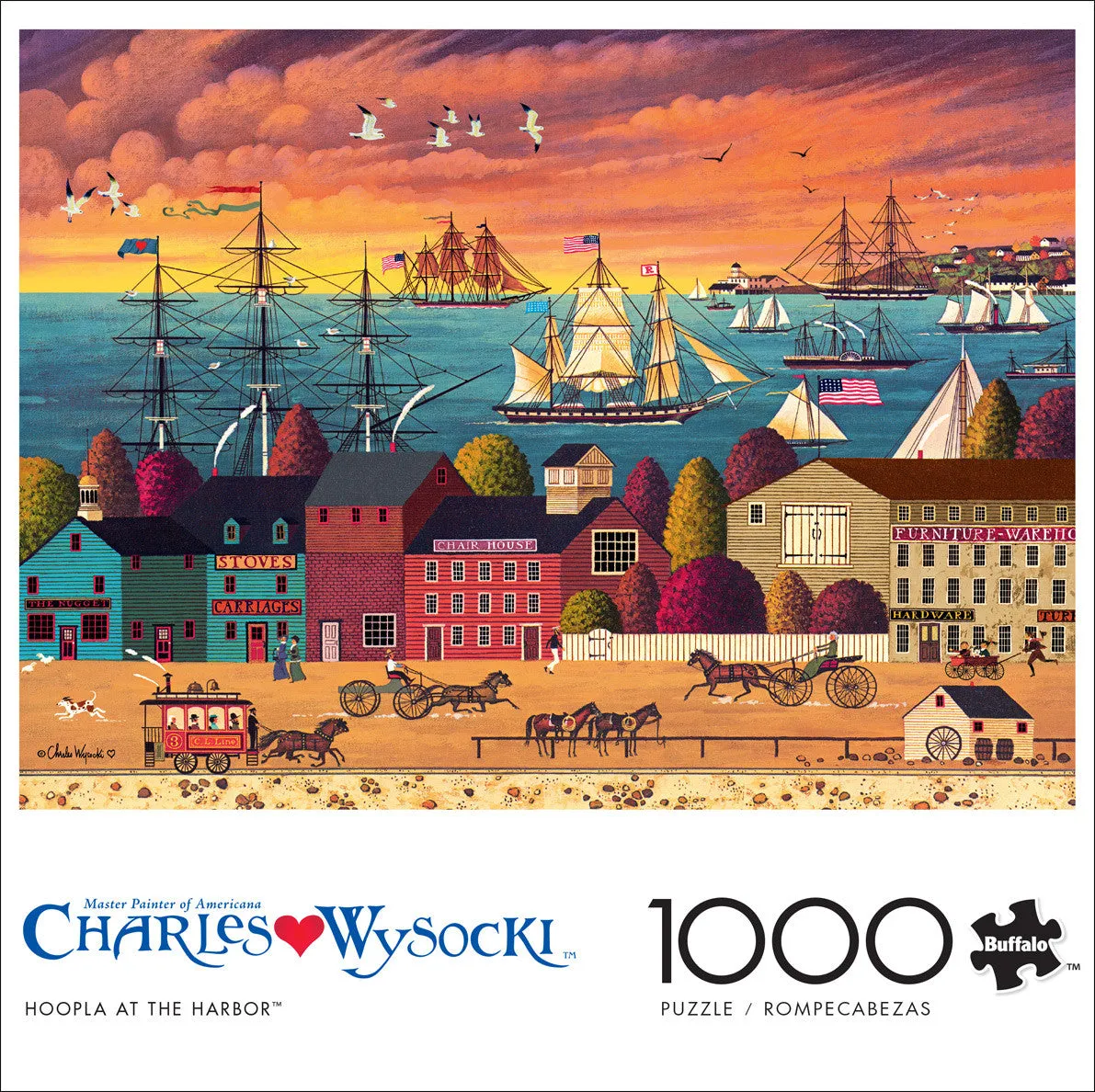 Buffalo Games Charles Wysocki Hoopla at the Harbor puslespil 1000 brikker