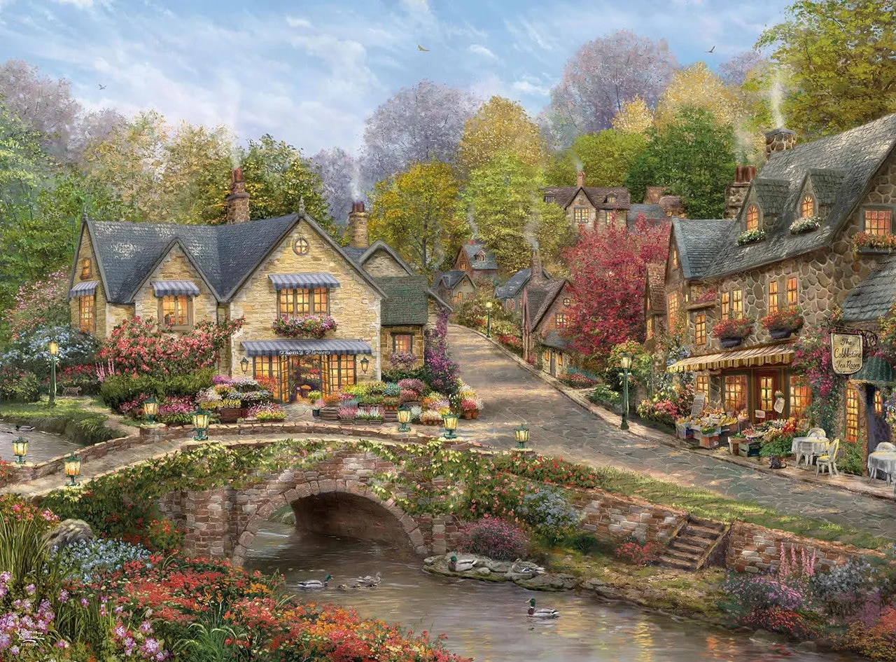 Ceaco Silver Select Summer in Cobblestone Village puslespil 1000 brikker