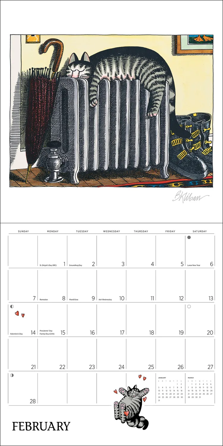Pomegranate B. Kliban vægkalender 2027 kattehumor