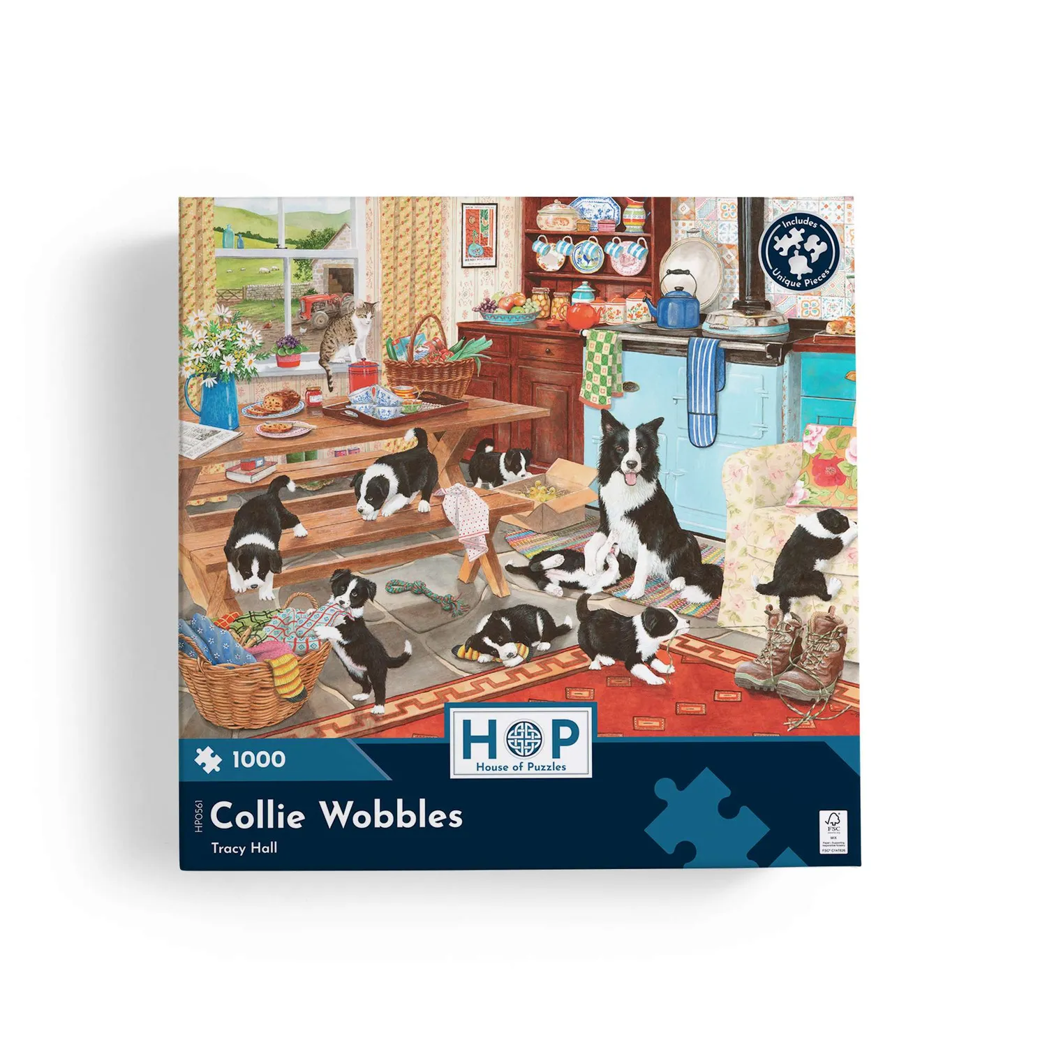 House of Puzzles Collie Wobbles puslespil 1000 brikker hunde