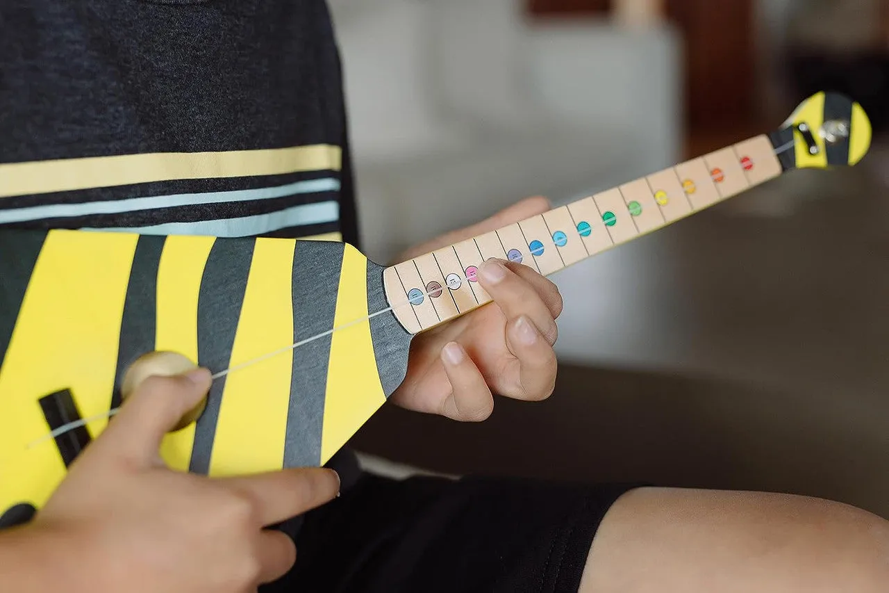 TinkerTar Yellow Zebra Flying V børneguitar 1 streng