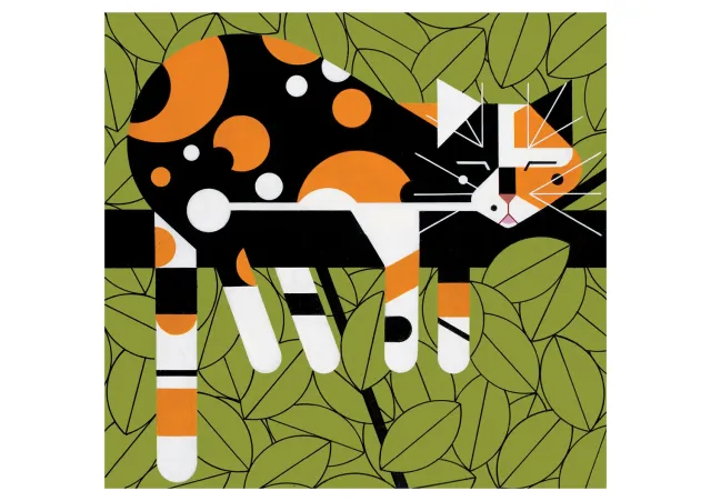 Pomegranate Charley Harper Limp on a Limb fødselsdagskort kat