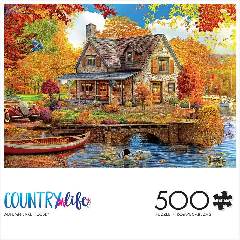 Country Life Autumn Lake House puslespil 500 brikker