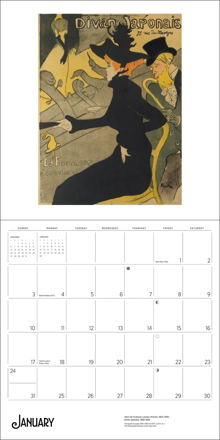 Pomegranate Henri de Toulouse-Lautrec 2027 vægkalender kunst