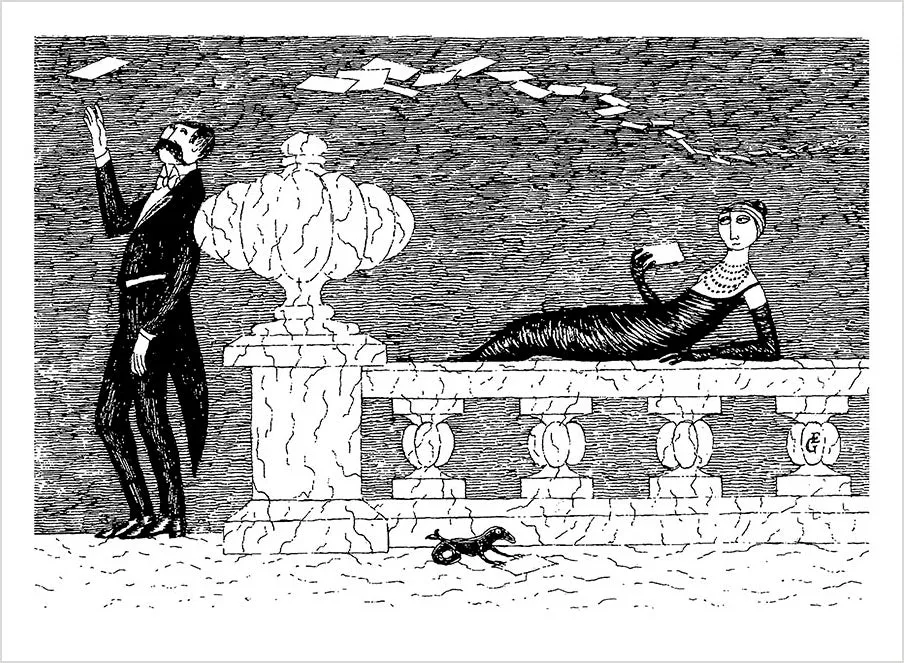 Pomegranate Edward Gorey Mysterious Messages postkortbog 30 kort