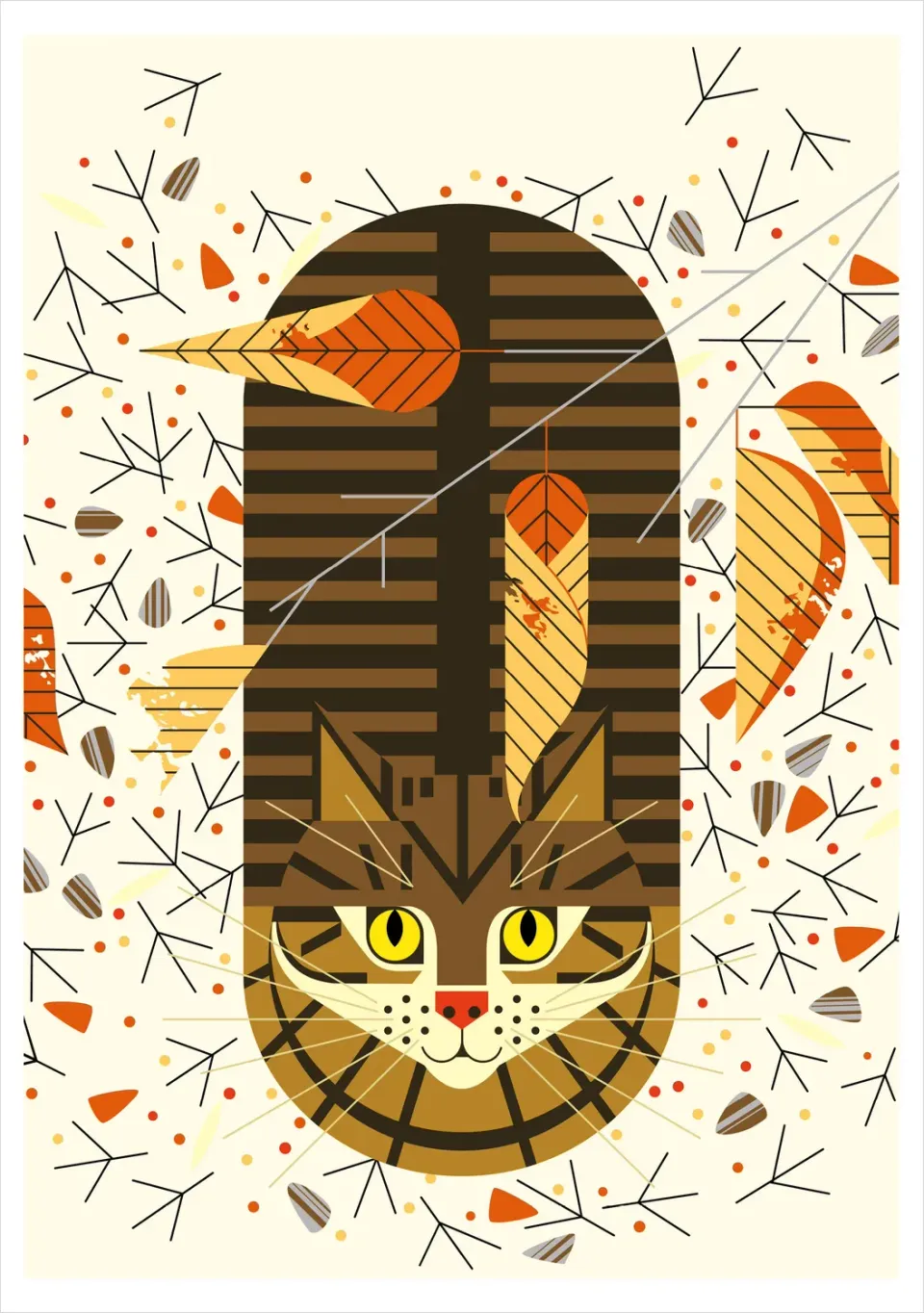 Charley Harper Purrfectly Perched enkeltkort kat