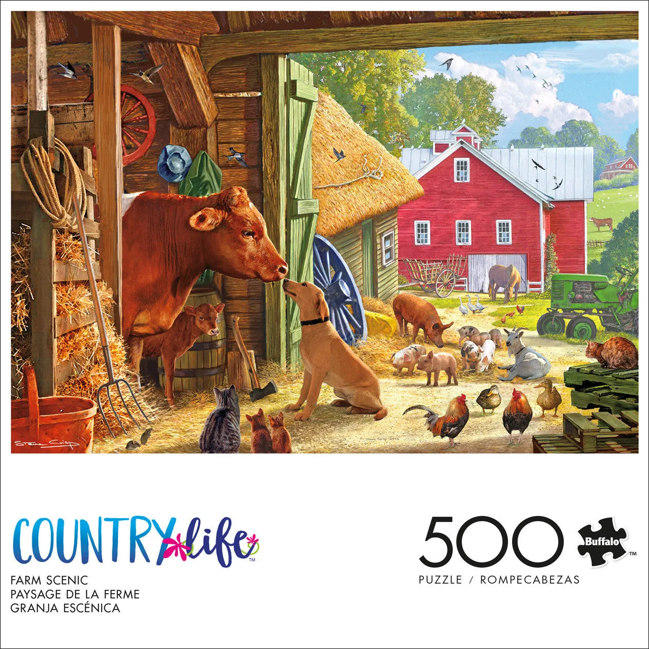 Buffalo Games Country Life Farm Scenic puslespil 500 brikker dyr