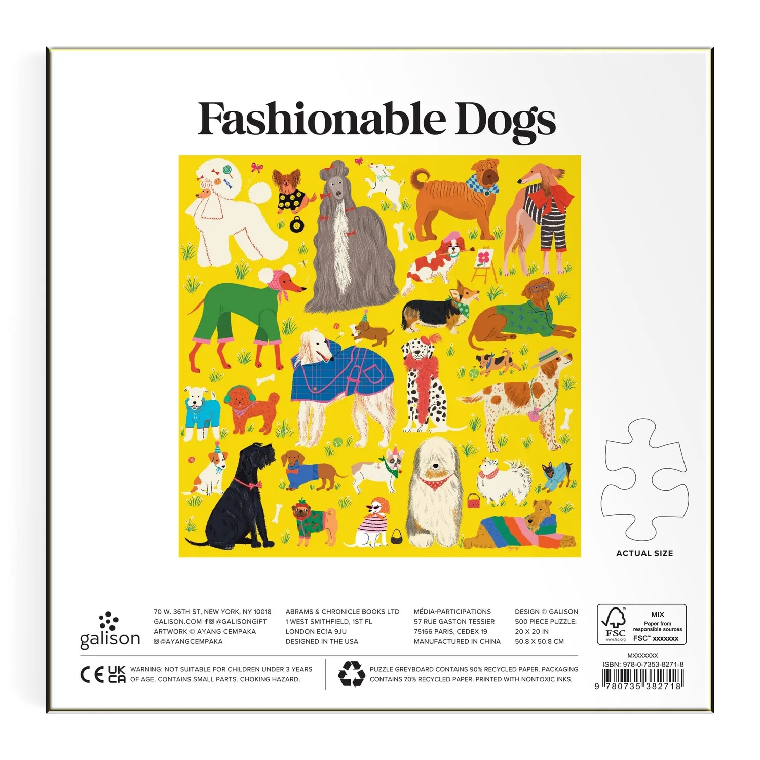 Galison Fashionable Dogs puslespil 500 brikker hunderacer