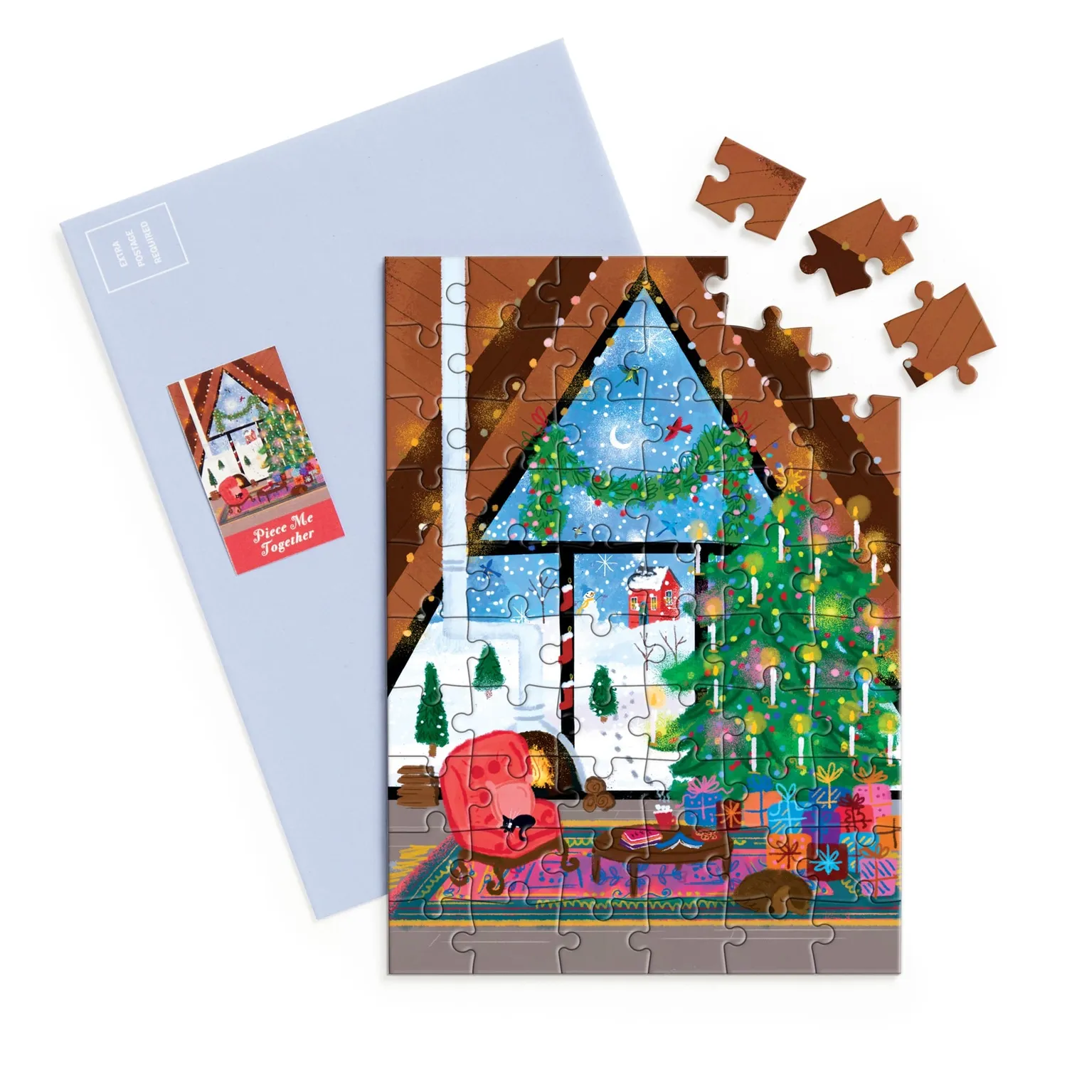 Good Puzzle Co. Joy Laforme Cozy Cabin 60 brikker puslespil julekort