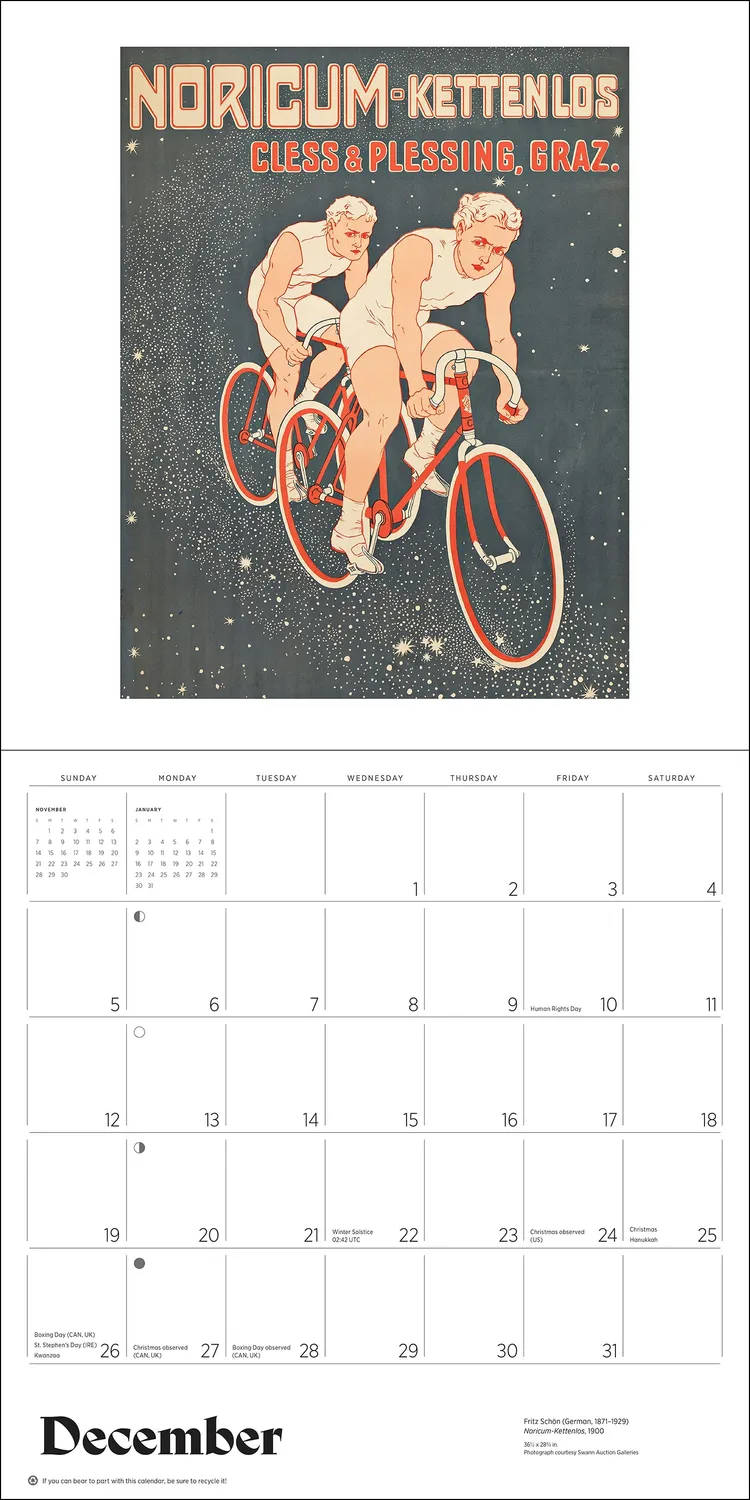 Pomegranate Bicycles Vintage Posters 2027 vægkalender